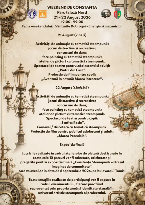 Seară steampunk în Parcul Faleză Nord, pe 22 august
